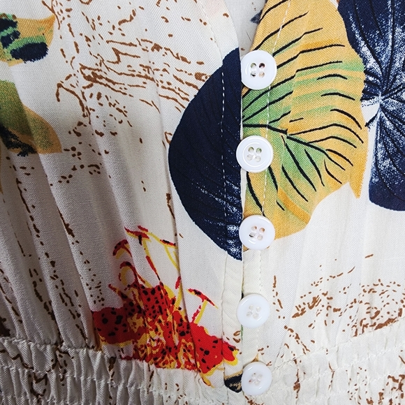 Floral Print Vneck Button Up Midi Dress - Picture 8 of 12